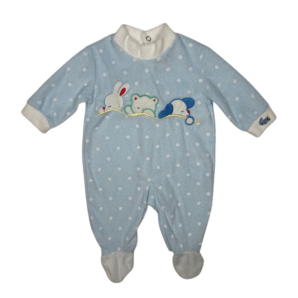 Vintage 90s Lacoste Baby Blue Footed Sleeper Romper 0-6 Months